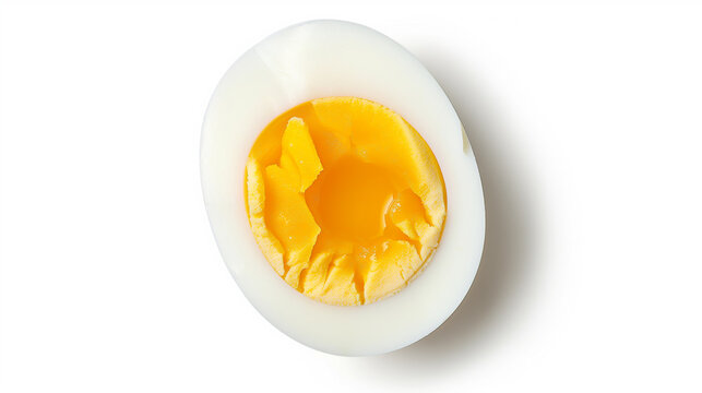Half boiled egg isolated on white background