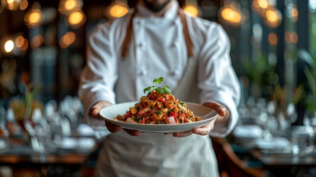 Chef Presenting a Gourmet Dish