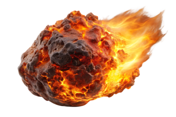 Fire meteorite on a transparent background, png