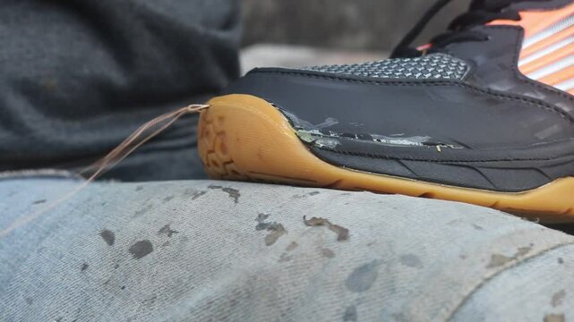 repair sports shoe soles for reuse
