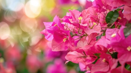 Fototapeta premium Beautiful bougainvillea flower blooming in the garden viewed up close