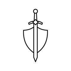 Sword icon. Medieval knight swords silhouette colo editable