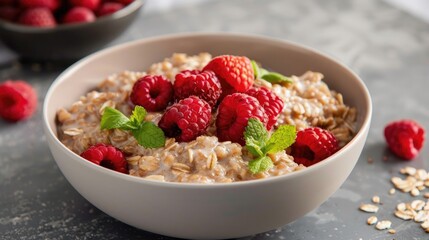 Berry topped flaxseed oatmeal