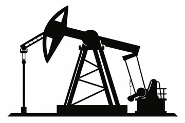 Oil pump jack Silhouette Vector art, Pump jack black Clip art, petrol pumpjack flat vector icon

