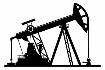 Oil pump jack Silhouette Vector art, Pump jack black Clip art, petrol pumpjack flat vector icon

