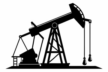 Oil pump jack Silhouette Vector art, Pump jack black Clip art, petrol pumpjack flat vector icon

