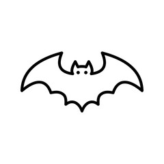 Dark silhouette of bat with open wings icon. One of Halloween holiday colo editable