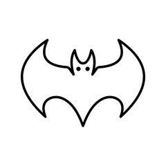 Dark silhouette of bat with open wings icon. One of Halloween holiday colo editable