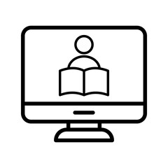 online reading book, screen icon vector image color editable