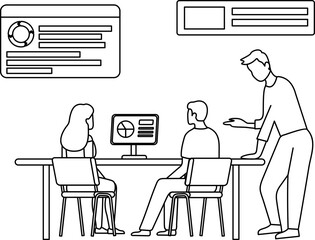 Business Team Work Duotone Line Style