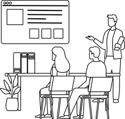 Business Team Work Duotone Line Style