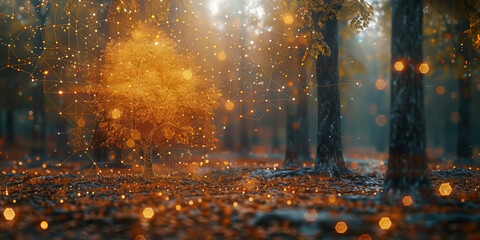 Abstract digital tree on purple background. Big data and network connection concept. 3D rendering.