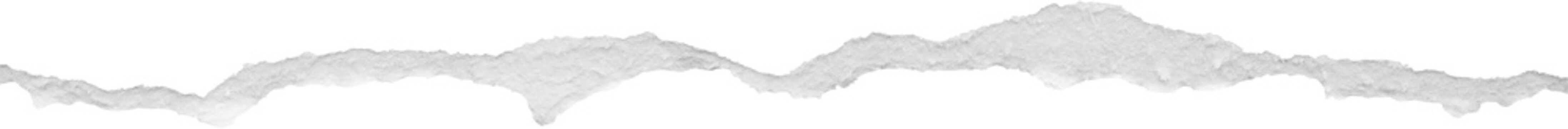 Ripped torn paper edges isolated on white background