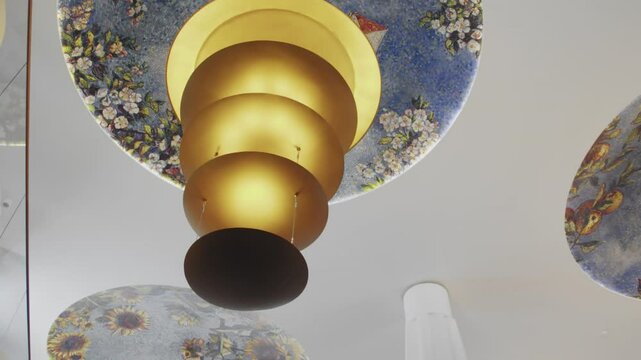 Elegant chandelier on the ceiling