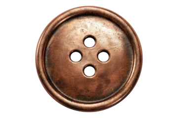 Copper button isolated on transparent background