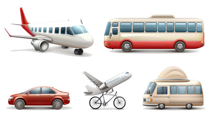 A minimalist vector icon set of transportation transparant background
