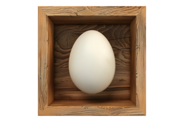 Egg inside wooden box isolated on transparent background