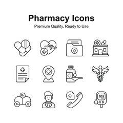 Pack of pharmacy icons in trendy design style, up for premium use