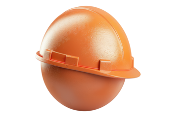 Egg with construction hardhat isolated on transparent background