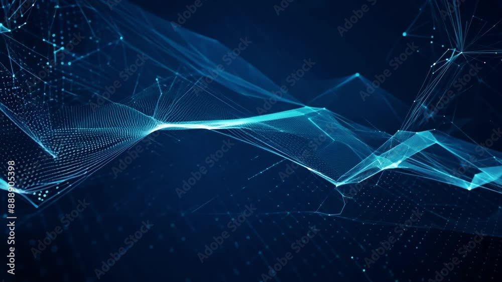 Leinwandbilder this blue network pattern with glowing lines. technology communication background