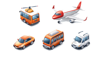 Naklejka premium A minimalist vector icon set of transportation transparant background