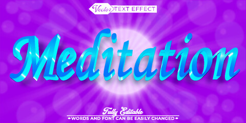 White Shiny Meditation Vector Editable Text Effect Template