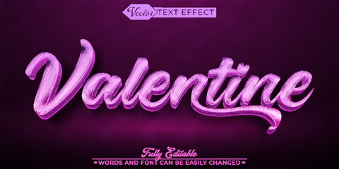 Pink Cute Heart Valentine's day Vector Editable Text Effect Template