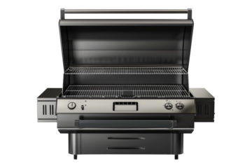 Elegant modern steel grilling system isolated on transparent background