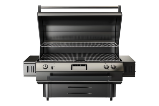 Elegant modern steel grilling system isolated on transparent background