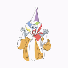 Handdrawn Clown Birthday Line Art