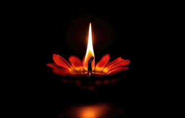 Fototapeta premium Vibrant Diwali background with an illuminated diya lamp