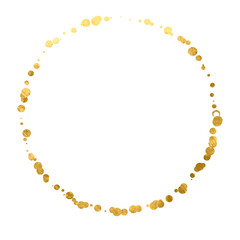 Necklace isolated on  Gold Foil Frame .Abstract gold light circle luxury effect.Gold  sparkling ring. Gold foil in PNG format.