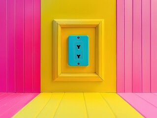 A vibrant, high-resolution image of a colorful electric outlet in a playful, modern setting