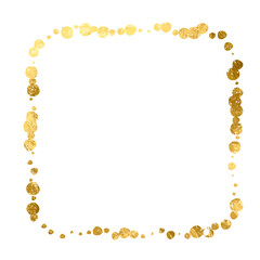 Gold Foil Frame. Golden glitter splatter frame. Gold stroke on transparent background.Social media, package labels, beauty products, jewelry package, wedding invitations.