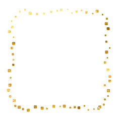 PNg golden frame. Dotted lines, Dots, Strokes frame. Gold element on transparent background. Social media, package labels, beauty products, jewelry package, wedding invitations.