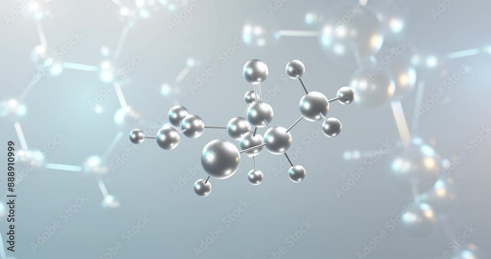 Sticker tiopronin rotating 3d molecule, molecular structure of alpha-amino acids, seamless video