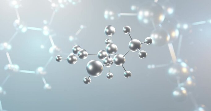 Tiopronin rotating 3d molecule, molecular structure of alpha-amino acids, seamless video