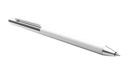 A sleek and modern metallic pen with a white barrel, perfect for professional writing and office use.
