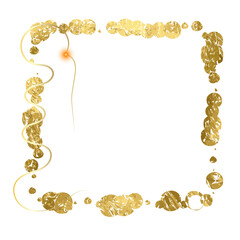 Foil frame PNg golden frame. Gold element on transparent background. Social media, package labels, beauty products, jewelry package, wedding invitations.