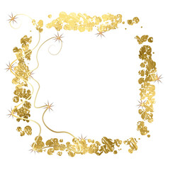 Gold color frame.Gold sparkle foil.Abstract luxury golden frame on transparent background. Gold texture abstract splatter glitter. Gold luxury strike on transparent background for wedding invitation.