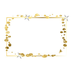 Gold color frame.Gold sparkle foil.Abstract luxury golden frame on transparent background. Gold texture abstract splatter glitter. Gold luxury strike on transparent background for wedding invitation.