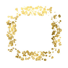 Gold color frame.Gold sparkle foil.Abstract luxury golden frame on transparent background. Gold texture abstract splatter glitter. Gold luxury strike on transparent background for wedding invitation.