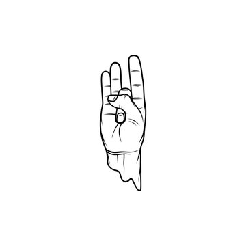 recommend clip art: right hand gesture soonya mudra black and white vector
