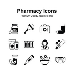 Pharmacy icons set, ready to use in websites and mobile apps