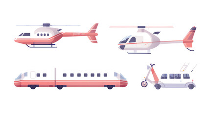 A minimalist vector icon set of transportation transparant background