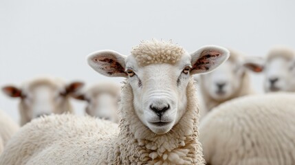 Sheep against a white backdrop