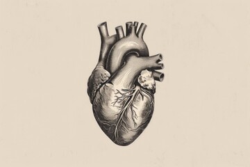 Monochrome Anatomical Heart Illustration - Medical Artwork for Educational and Print Design