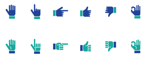 set of Hand gesture icon set of various shapes. stock vector. eps 10. illustration.	