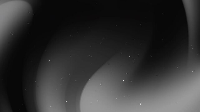 Black background with white dots, light gray curved lines.