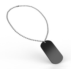 Blank Military Dog Tags Aluminum with Ball Steel Chain 3d illustration.